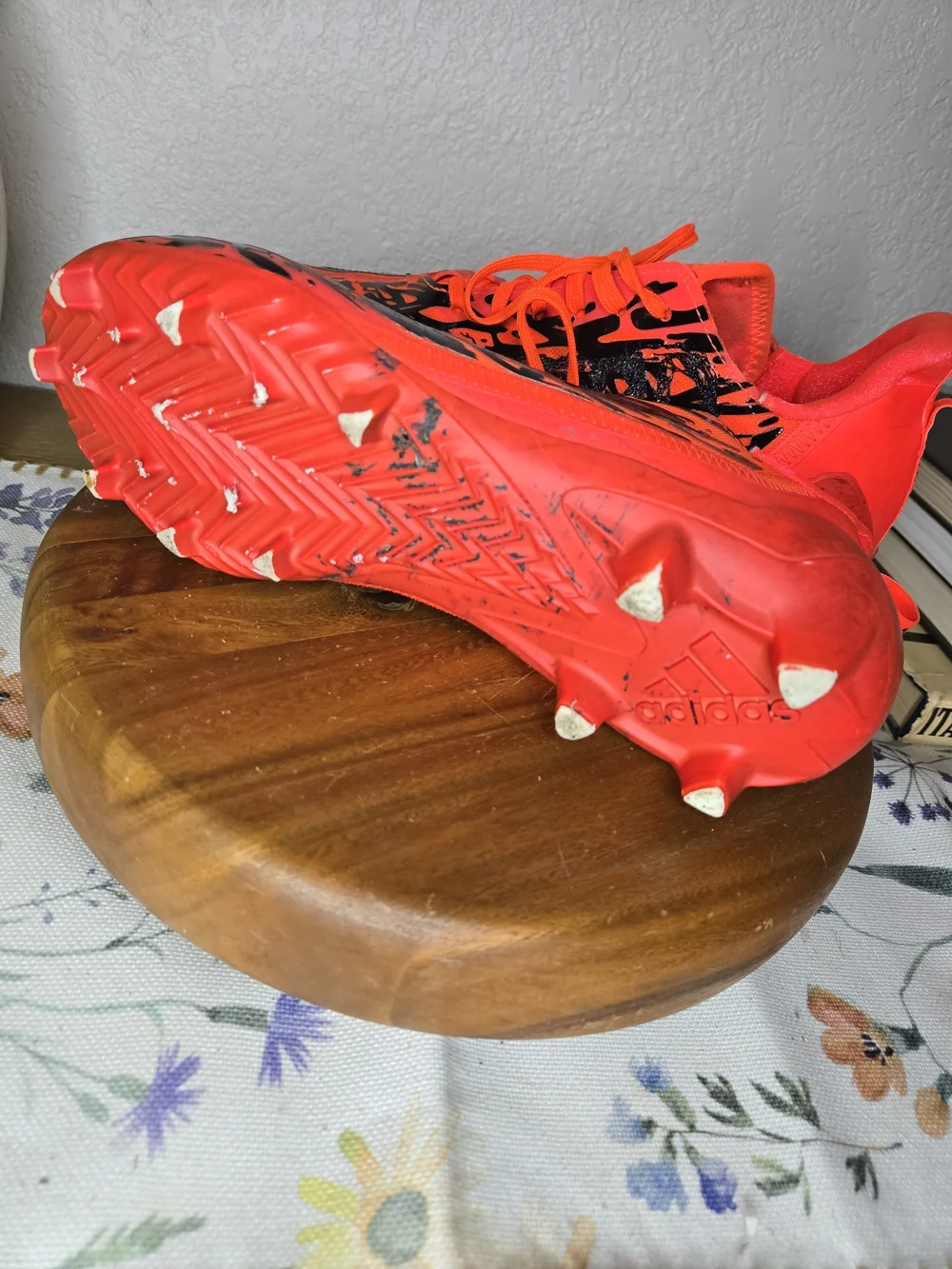 adidas Adizero 12.0 Poison Solar Red Black Men Football Cleats Sz 10 Soccer